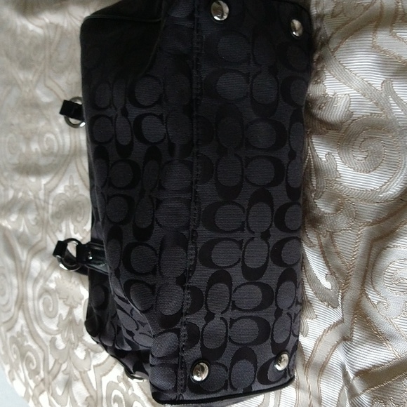 Coach Signature Jacquard Striped Python Black Satchel - Picture 6 of 10